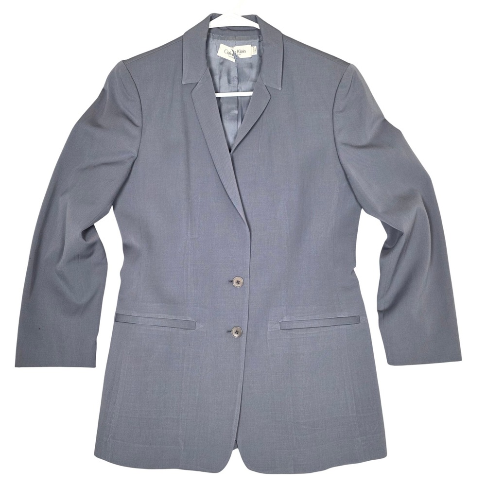 Calvin Klein Collection‎ Womens Gray Virgin Wool Tailored Blazer Italy Size 4